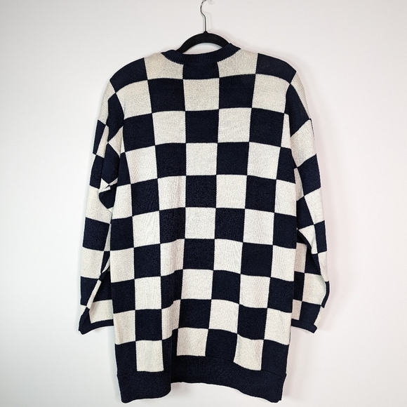 St. John Navy Check board Nautical Embeoidered Knit Sweater Dress Size Large - Picture 4 of 4